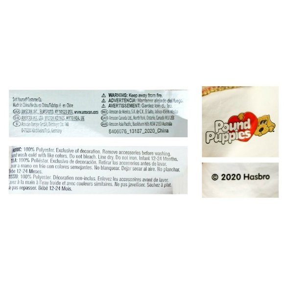 Pound Puppies Tan Brown Dog Costume Halloween Infant 12-24 Months 4 Piece Outfit - Picture 11 of 12